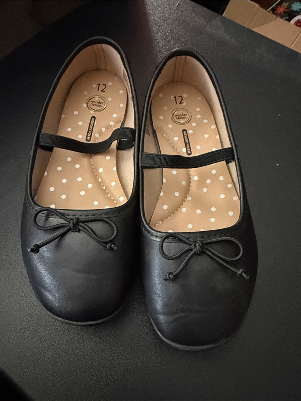 wonder nation Black Girls' Bow Strap Mary Jane Flats